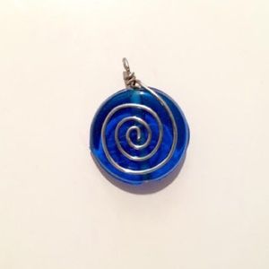 Blue glass swirl pendant